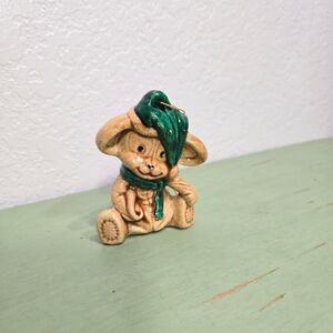 Ceramic Teddy Bear Christmas Holiday Vintage Ornament Figurine